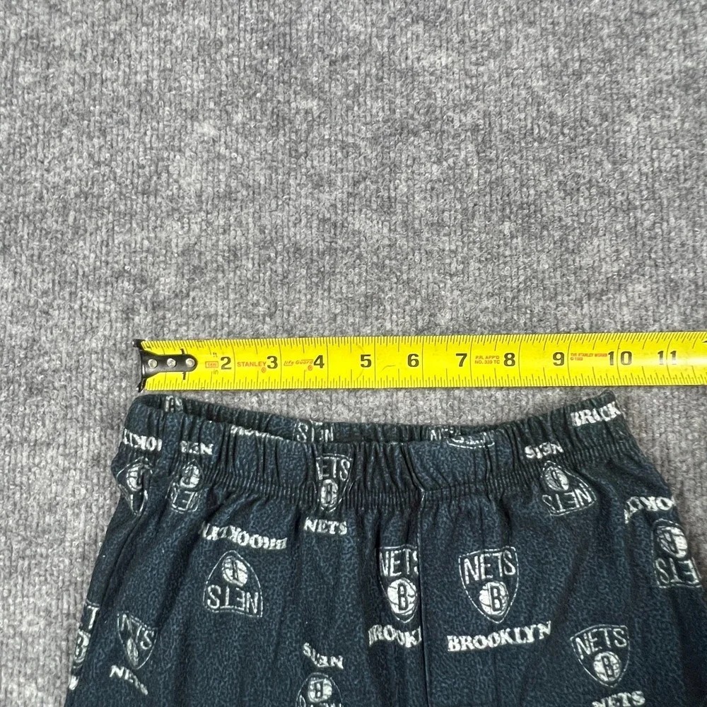 NBA Pajama Pants Boys Small Black Green Brooklyn Nets UNK All Over Print Pull On